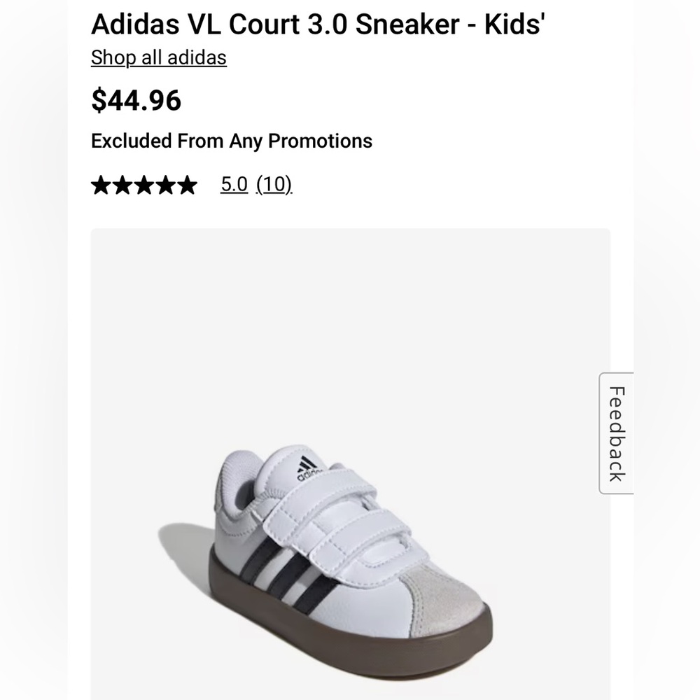 NEW in box - Toddler size 8 Adidas VL Court 3.0 sneakers